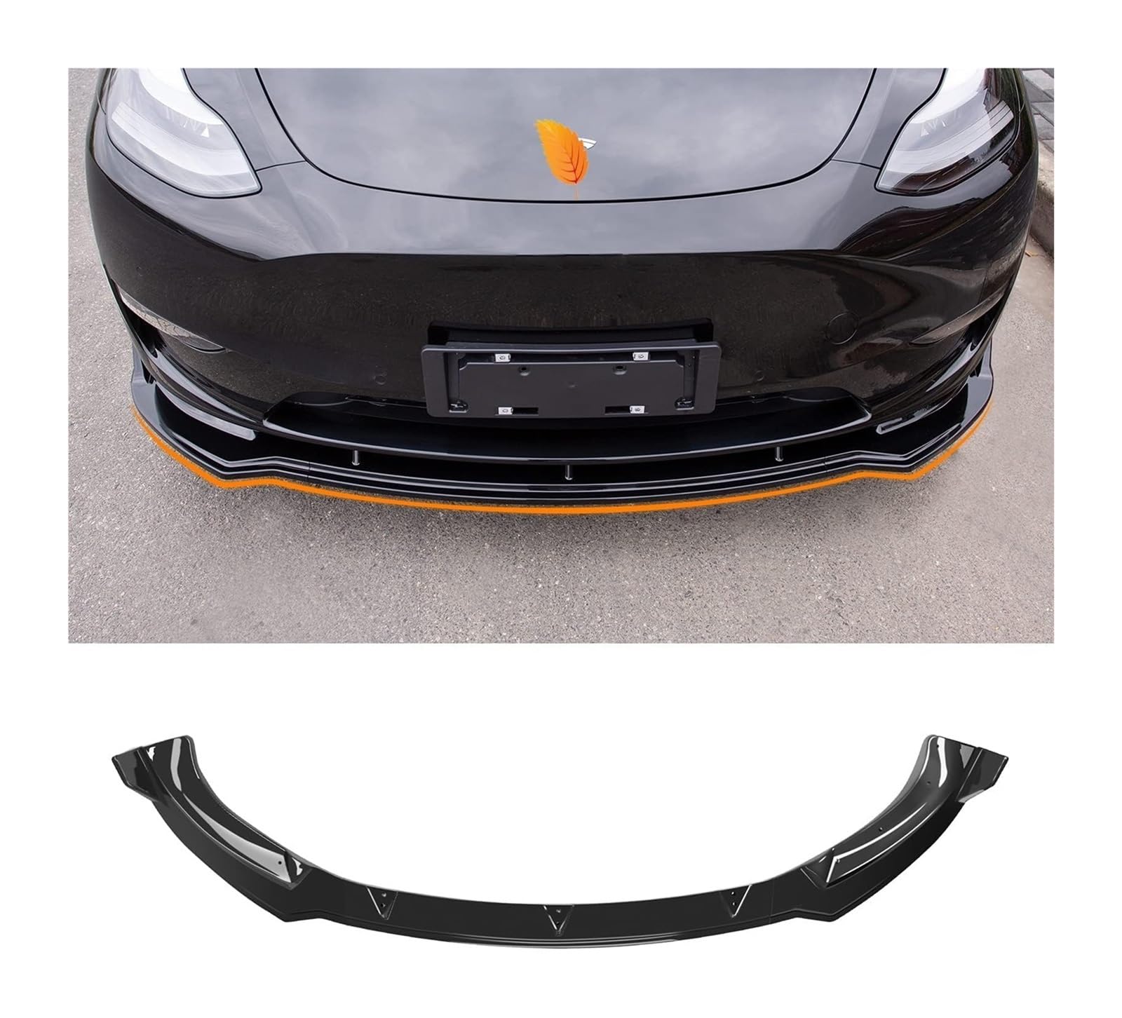 Frontspoiler Für Model Y 2020-2022 Frontschürze Lippe Kinn Spoiler Carbon Look Front Diffusor Diffusor Glänzend-schwarz(Glossy-black) von Spring talks