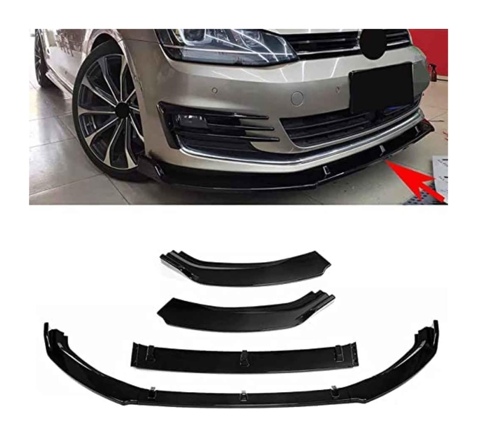 Frontspoiler Für VW Für G&olf MK7 2014-2017 Frontstoßstange Lippe Kinnspoiler Carbon Look Frontdiffusor Diffusor Normal-C Mattschwarz(BGlossyBlack) von Spring talks