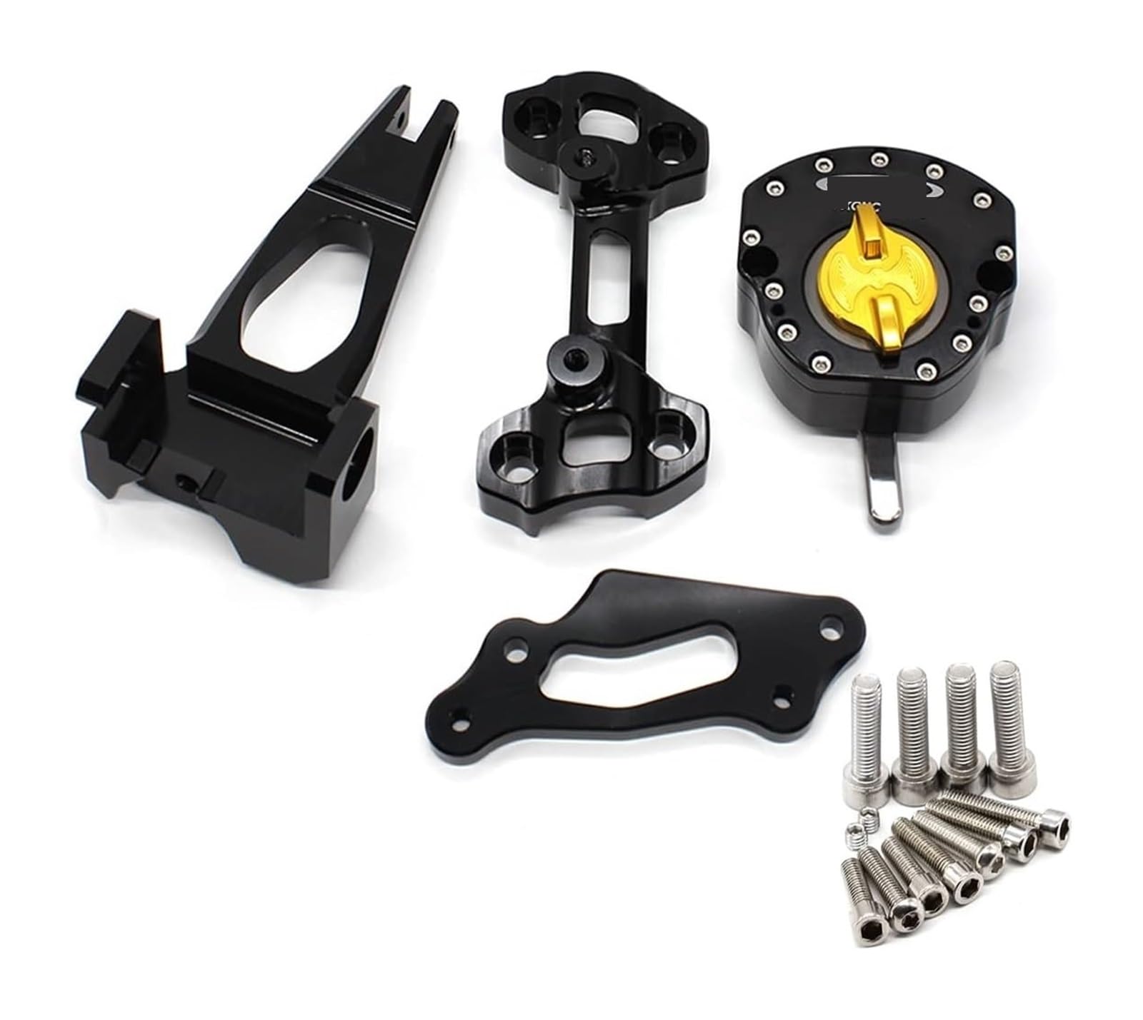 Für MT-09 Für MT09 Für Straße Für Rallye FZ-09 2014-2020 Stabilisator Mit Montage Halterung Unterstützung Kompatibel Mit Lenkungsdämpfer Stabilisator(Black+Gold) von Spring talks