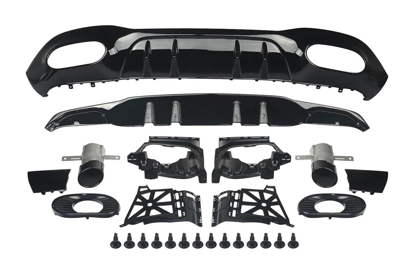 Heckspoiler Für M&ercedes A Klasse W177 Für AMG A35 Look 2018+ Heckdiffusor & Auspuffrohr Schwarzer Autospoiler Heckspoiler von Spring talks