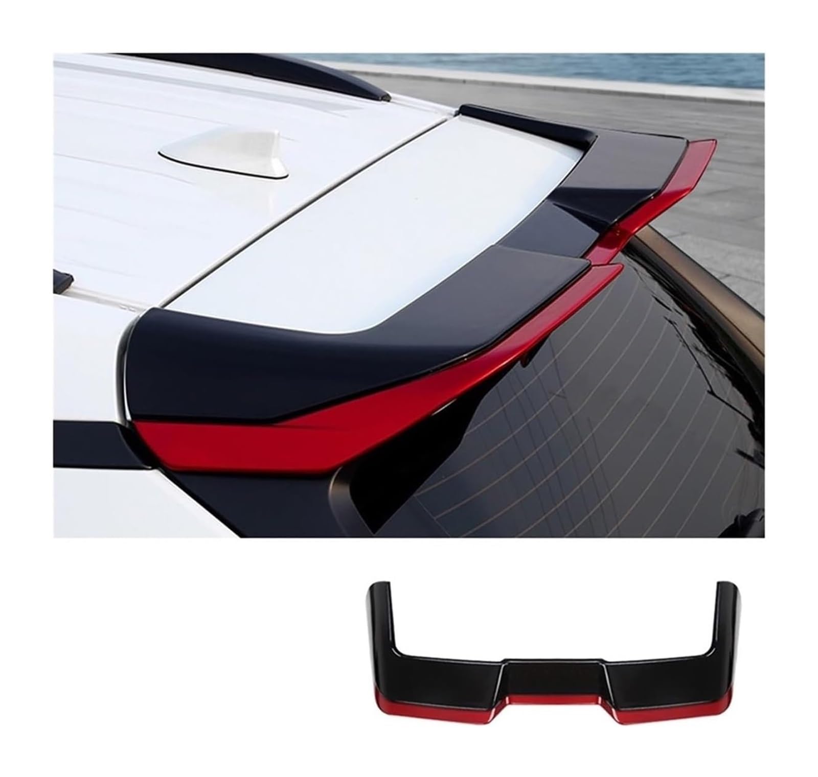 Heckspoiler Für T&oyota Für RAV4 Für RAV 4 Spoiler 2020 2021 2022 2023 4th Generation Auto Dach Spoiler Hinten Stamm Spoiler Deckel Flügel(Black red) von Spring talks