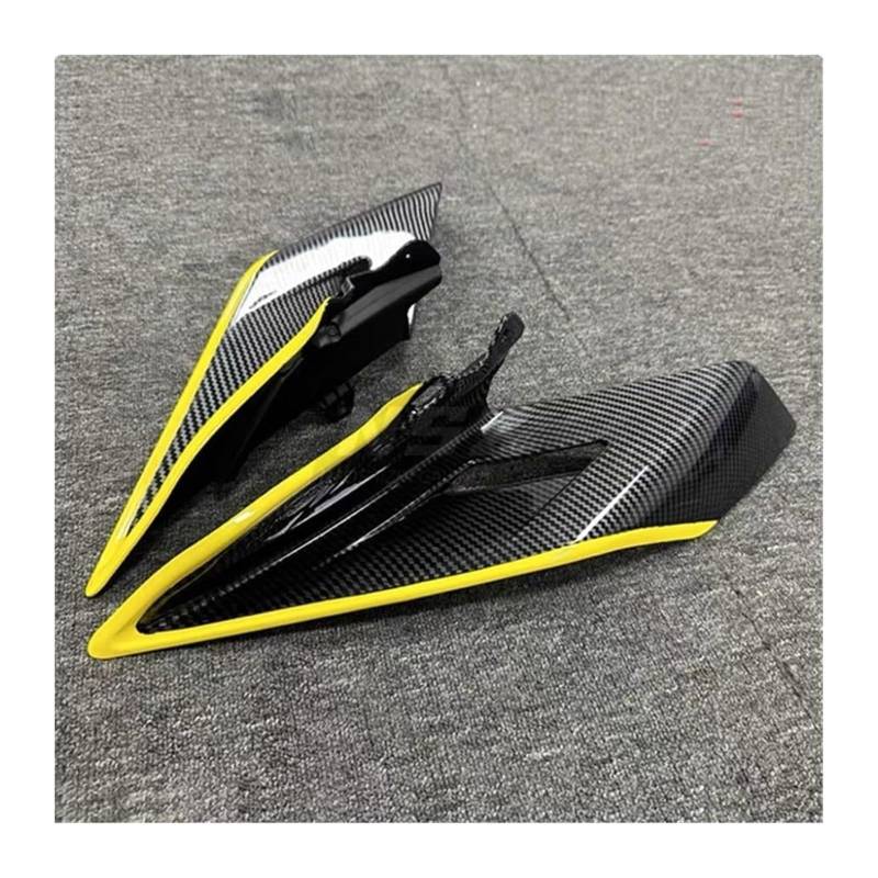 Seitliche Luftkanalabdeckung Für CF&Moto 450SR 2022 2023 Seite Winglets Spoiler Motorrad Verkleidung Zubehör Fixed Wing Motorrad Aerodynamische Flügel Kit(ABS Carbon yellow2) von Spring talks