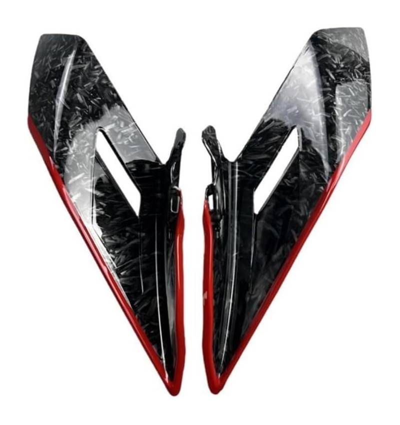 Seitliche Luftkanalabdeckung Für CF&Moto 450SR 2022 2023 Seite Winglets Spoiler Motorrad Verkleidung Zubehör Fixed Wing Motorrad Aerodynamische Flügel Kit(Forge Pattern Red) von Spring talks