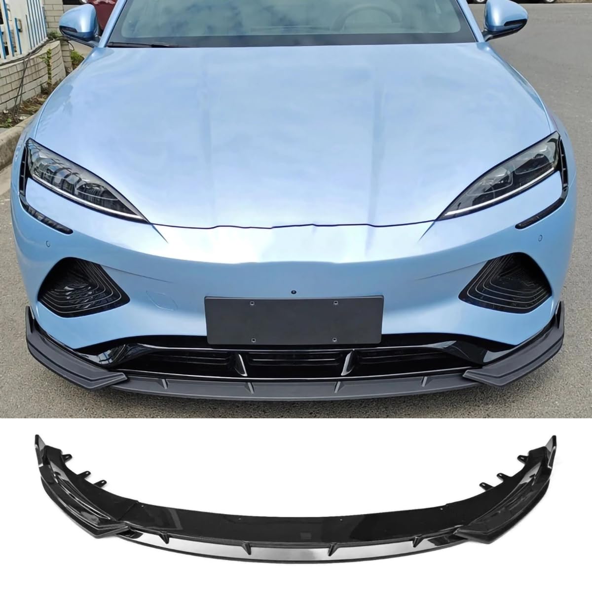 Auto-Frontstoßstangen-Lippenspoiler-Splitter für BYD Seal EV 2022-2024, Frontschaufel-Bodykit-Spoiler,B-Glossy Black von Spulhc