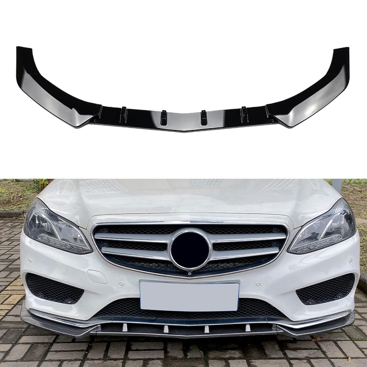 Auto-Frontstoßstangen-Lippenspoiler-Splitter für Mercedes Benz E Class W212 2013-2015 AMG, Frontschaufel-Bodykit-Spoiler,A-Black von Spulhc