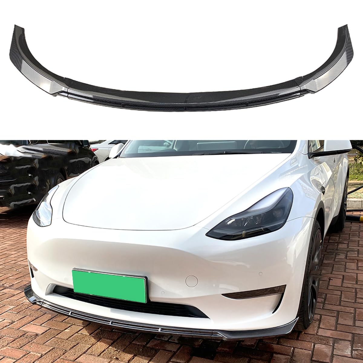 Auto-Frontstoßstangen-Lippenspoiler-Splitter für Tesla Model Y Max, Frontschaufel-Bodykit-Spoiler,B-Carbon von Spulhc