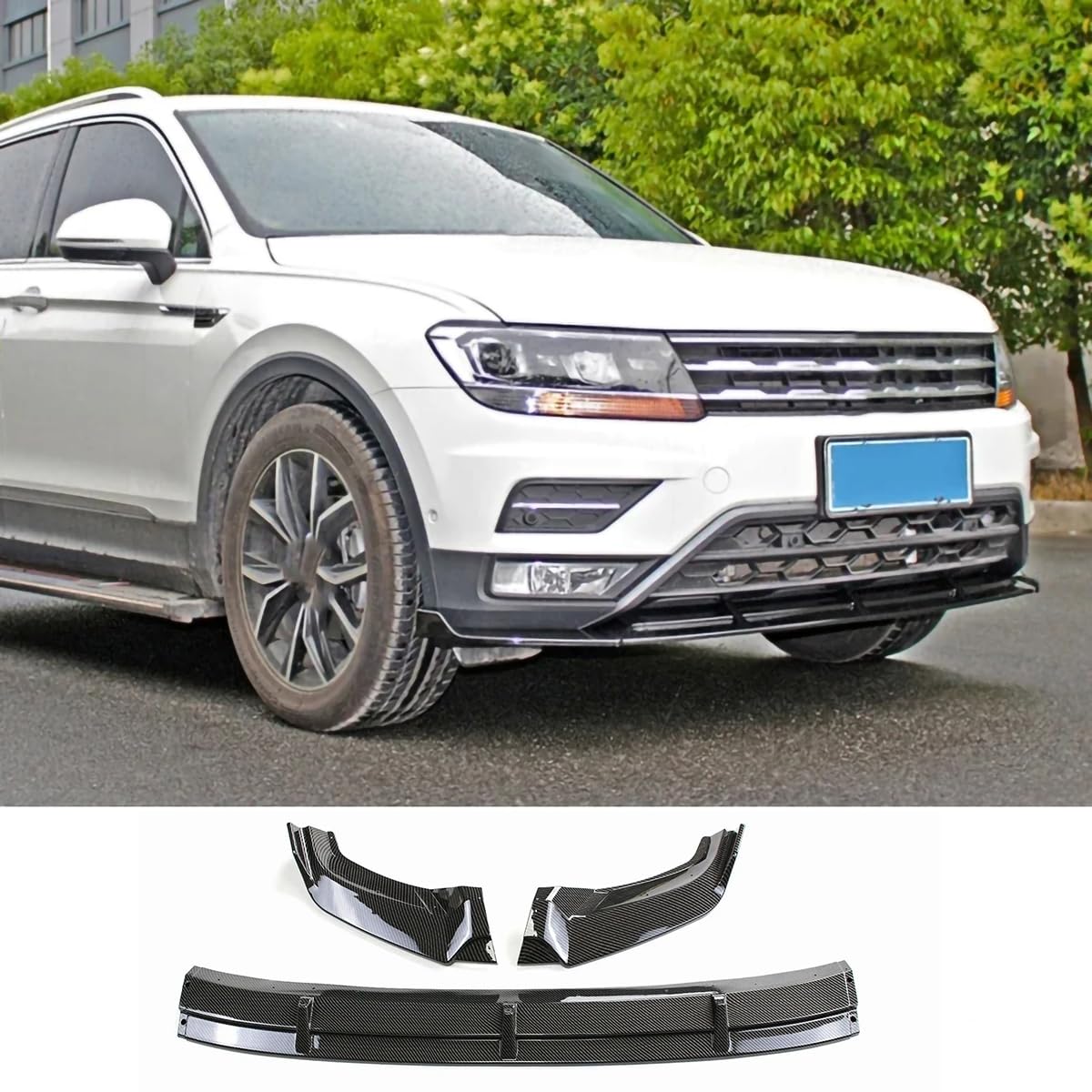 Auto-Frontstoßstangen-Lippenspoiler-Splitter für VW Tiguan 2017-2020, Frontschaufel-Bodykit-Spoiler,C-Carbon surface von Spulhc