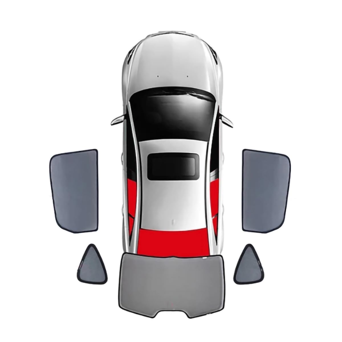 Auto-Sonnenschutz für VW Tiguan ALLSPACE BW 2016-2024, magnetischer Netzvorhang für die Windschutzscheibe, hintere Seitenscheibe, Schwarz,5PCS Rear Train Back von Spulhc