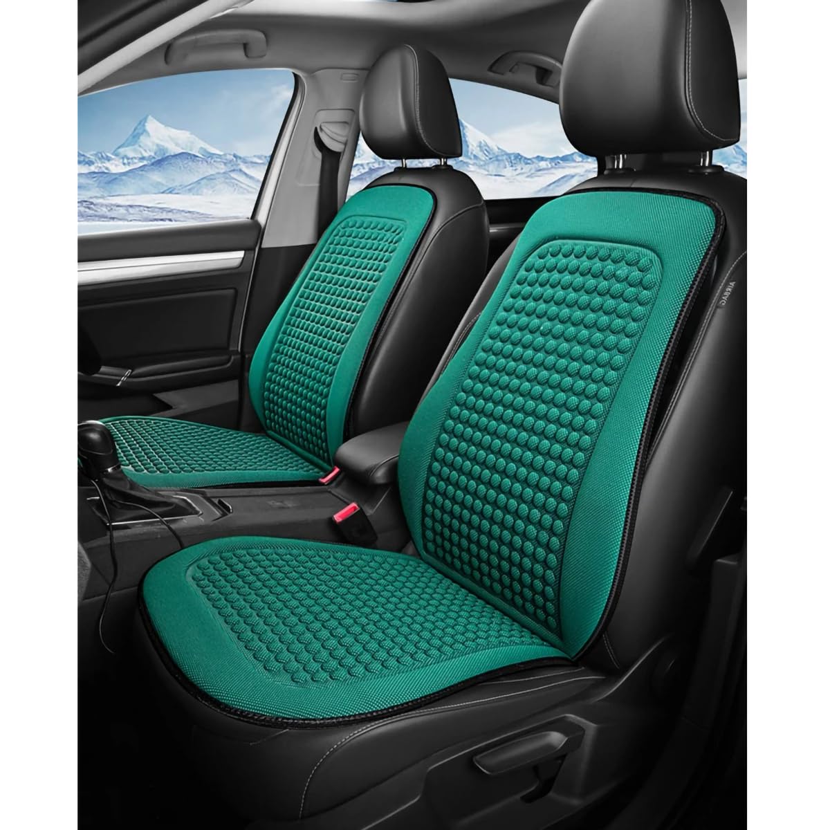 Autositzbezug für BMW 4 Series F33 Convertible 2014, kühles Sitzkissen aus Eisseide, kühlendes/atmungsaktives Kissen,B-green-2 set von Spulhc