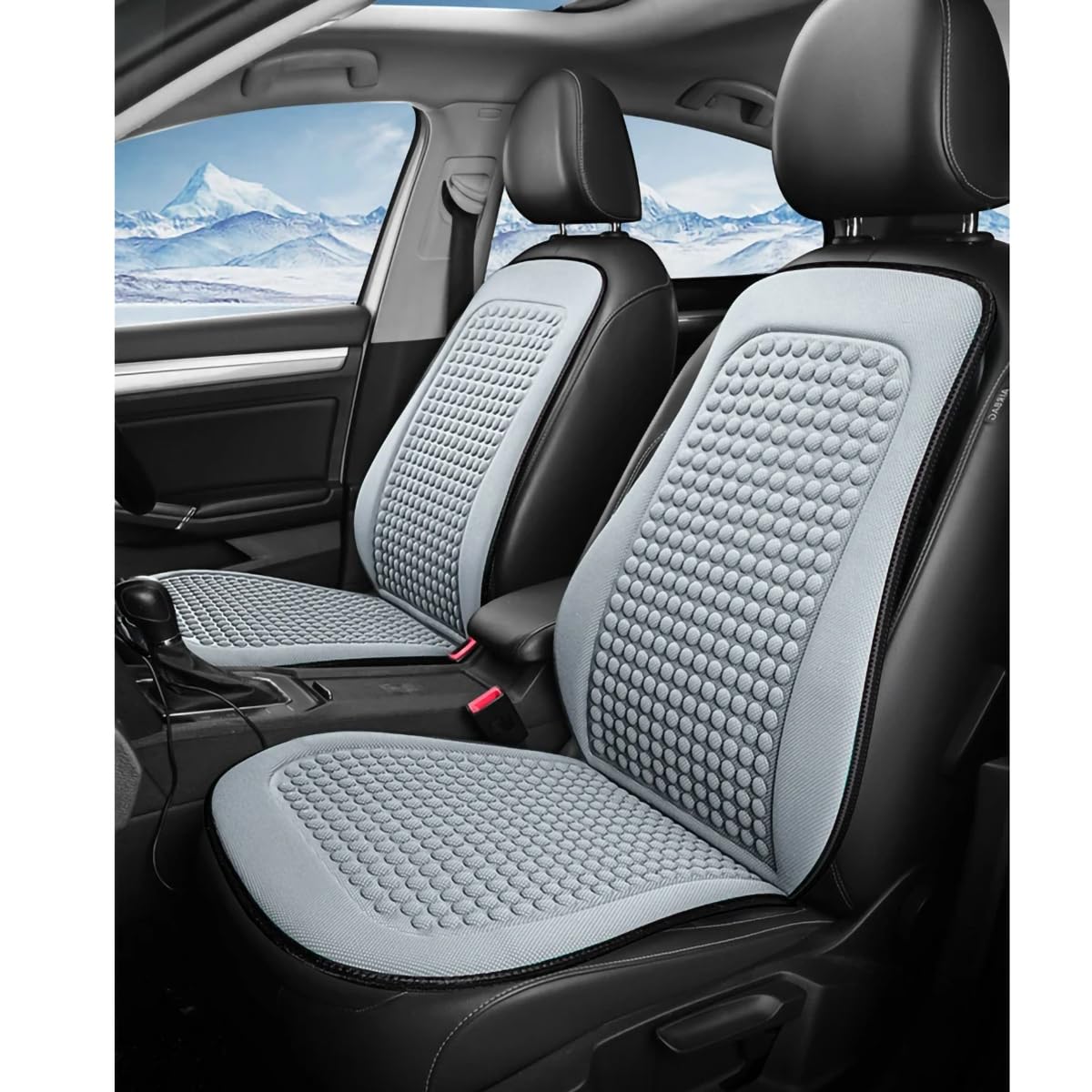 Autositzbezug für FIAT 124 Spider 2012 2013 2014 2015 2016, kühles Sitzkissen aus Eisseide, kühlendes/atmungsaktives Kissen,A-gray-2 set von Spulhc