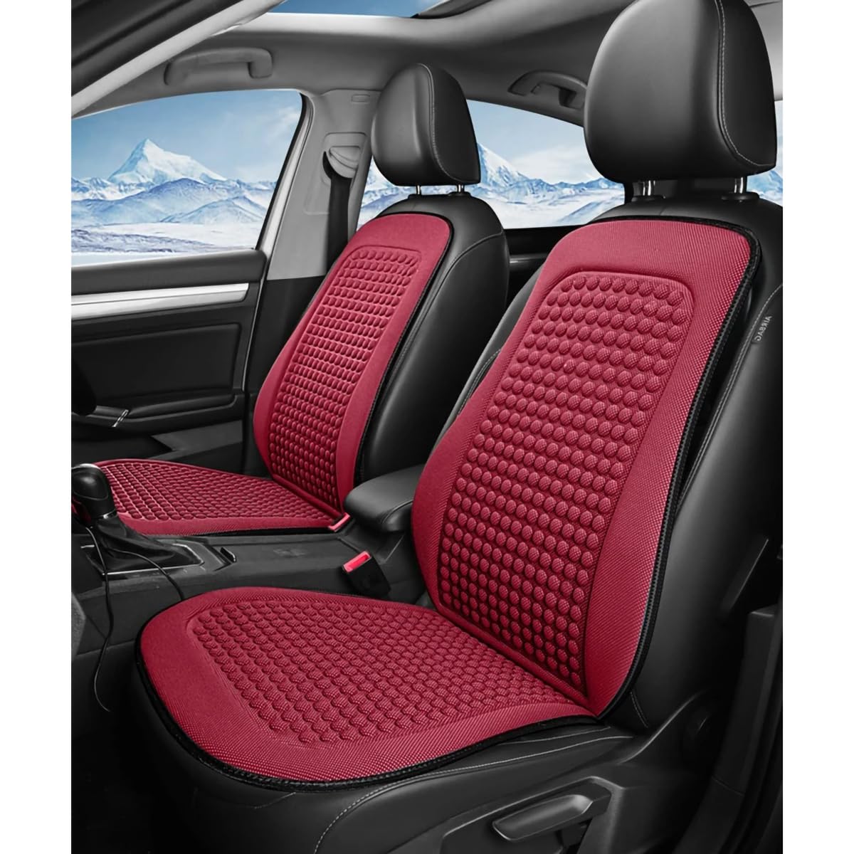 Spulhc Autositzbezug für AAA, kühles Sitzkissen aus Eisseide, kühlendes/atmungsaktives Kissen,C-red-2 set von Spulhc