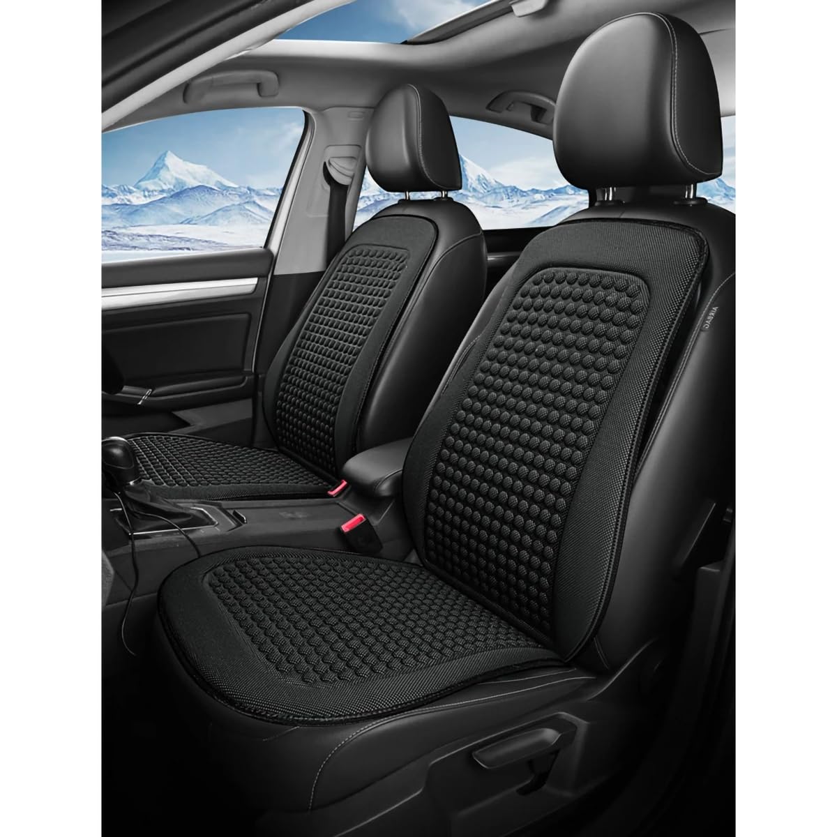 Spulhc Autositzbezug für Land Rover Range Rover Velar 2017-2022, kühles Sitzkissen aus Eisseide, kühlendes/atmungsaktives Kissen,E-black-2 set von Spulhc