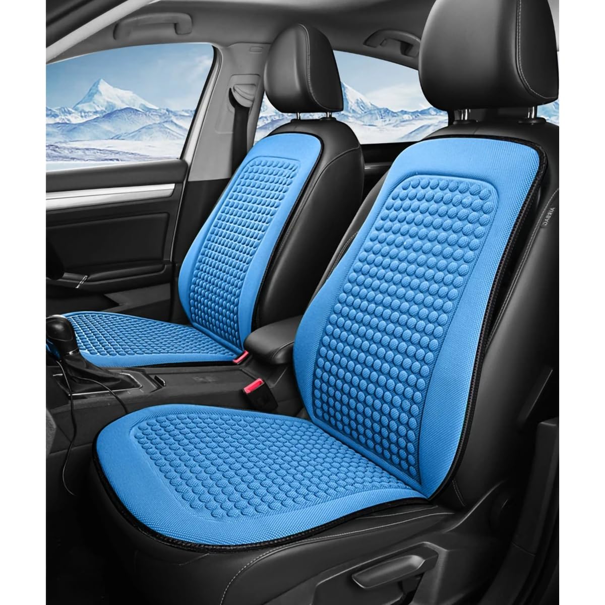 Spulhc Autositzbezug für Volvo S90 2017 2018 2019 2020 2021 2022, kühles Sitzkissen aus Eisseide, kühlendes/atmungsaktives Kissen,D-blue-2 set von Spulhc