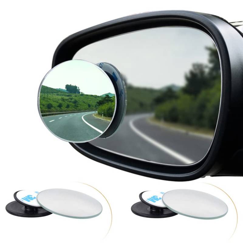 Spurtar Auto Toter Winkelspiegel (2Stk) Auto Totwinkel Spiegel, Rahmenlos Rund 360° Verstellbar HD Konvex Spiegel Mini Selbstklebend Weitwinkelspiegel, Blind Spot Mirrow von Spurtar