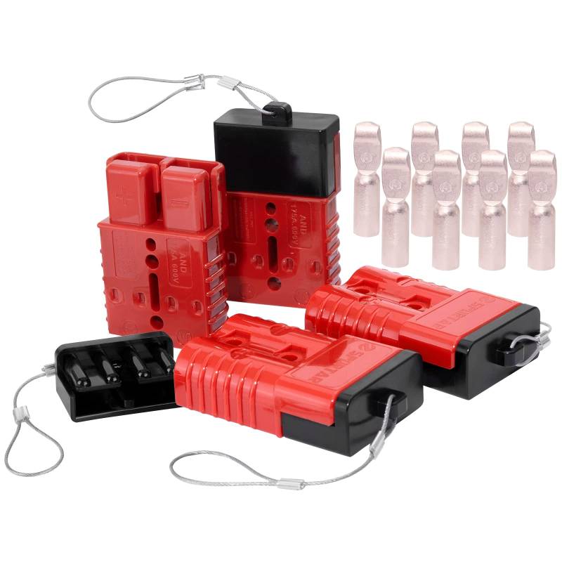 Spurtar 175A Batterie Schnelltrennstecker 4PC 1/0 Gauge Kabelbaum 12-36V Schnellkupplung Überbrückungskabel Recovery Kit für Auto ATV Hebebühnen Motoren Anhänger, Rot von Spurtar