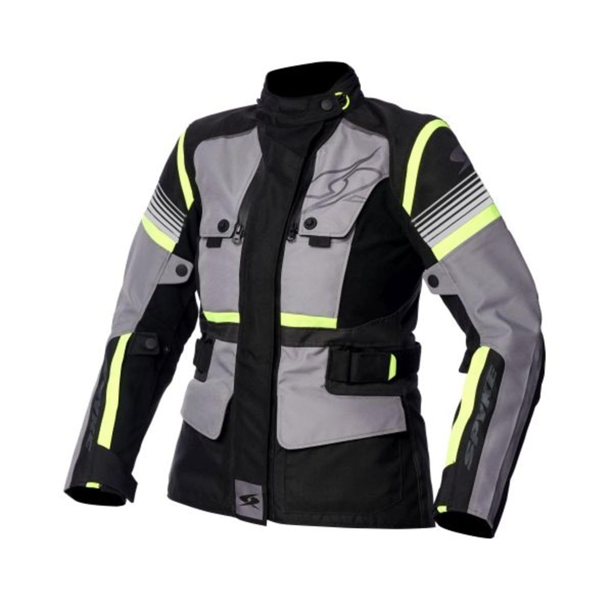 Spyke Motorradjacke Touren ÄQUATOR DRY TECNO Lady Farbe anthrazit/Leuchtstoff/grau/gelb, Größe 48 von Spyke