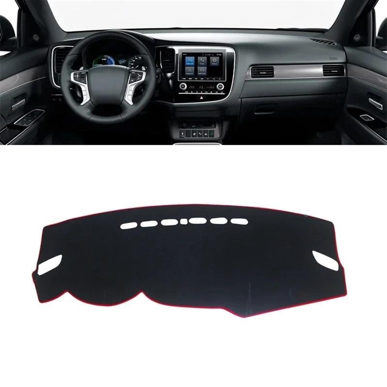 Armaturenbrett-Pad Auto-Armaturenbrett-Abdeckung, Lichtschutzmatte, Anti-UV-Pad, Für Mitsubishi Für Outlander 3 2013 2014 2015 2016 2017 2018 2019 2020(A LHD Red Side) von Sqnbra