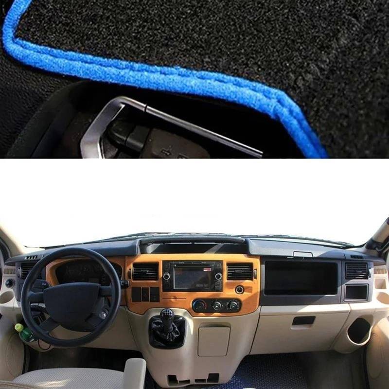 Armaturenbrett-Pad Auto Armaturenbrett-Abdeckung Für Ford Für Transit 2002–2005 2006 2007 2008 2009 Mittelkonsolenschutz Sonnenschutz(Blue LHD) von Sqnbra