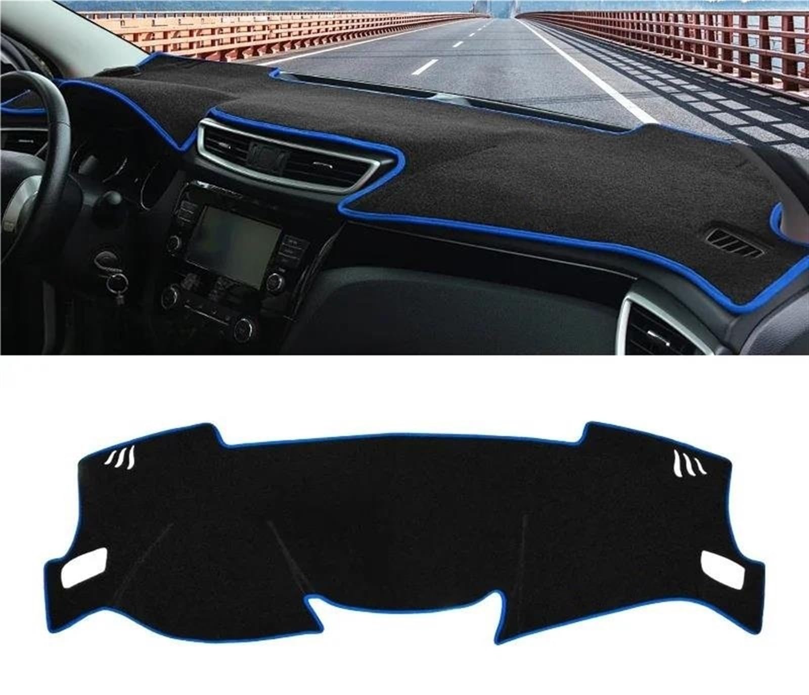 Armaturenbrett-Pad Auto Armaturenbrett Abdeckung Für Nissan Für Qashqai J11 2014 2015 2016 2017 2018 2019 2020 Instrument Schreibtisch Sonnenschutz Matte(A LHD Blue Side) von Sqnbra