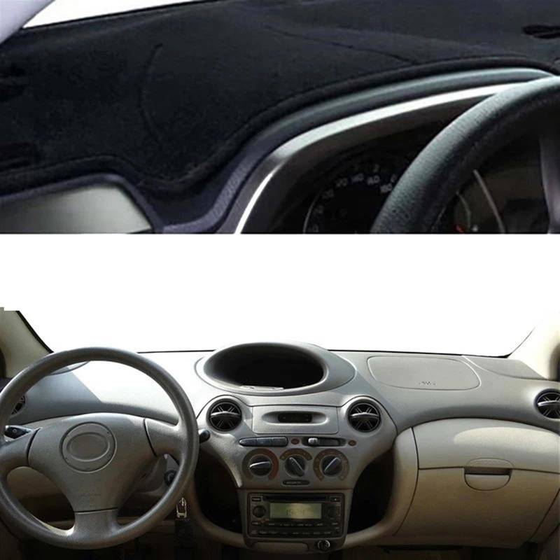 Armaturenbrett-Pad Auto-Armaturenbrett-Abdeckung Für Toyota Für Vitz Für Yaris Für Platz 1999–2002 2003 2004 2005 Dashmat Teppich Sonnenschutz Pad Teppich(Black LHD) von Sqnbra