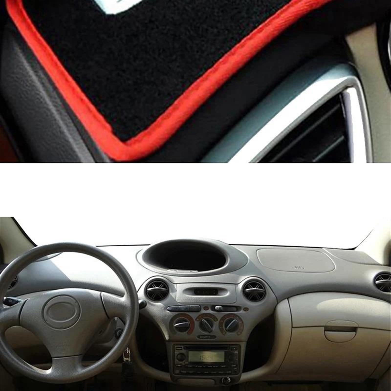 Armaturenbrett-Pad Auto-Armaturenbrett-Abdeckung Für Toyota Für Vitz Für Yaris Für Platz 1999–2002 2003 2004 2005 Dashmat Teppich Sonnenschutz Pad Teppich(Red LHD) von Sqnbra