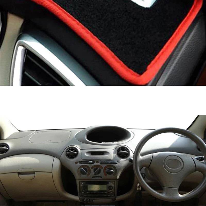 Armaturenbrett-Pad Auto-Armaturenbrett-Abdeckung Für Toyota Für Vitz Für Yaris Für Platz 1999–2002 2003 2004 2005 Dashmat Teppich Sonnenschutz Pad Teppich(Red RHD) von Sqnbra