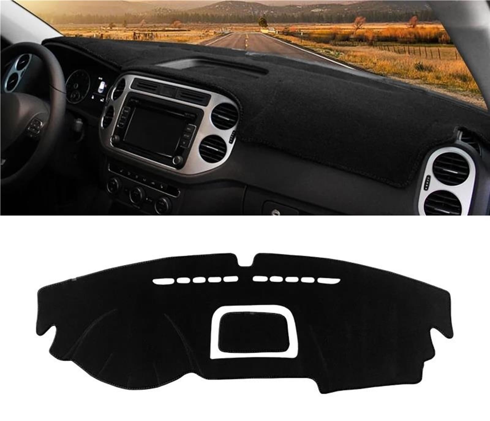 Armaturenbrett-Pad Auto Armaturenbrett Sonnenschutz Matte Abdeckung Pad Für VW Für Tiguan MK1 2007 2008 2009 2010 2011 2012 2013 2014 2015(A Black Side LHD) von Sqnbra