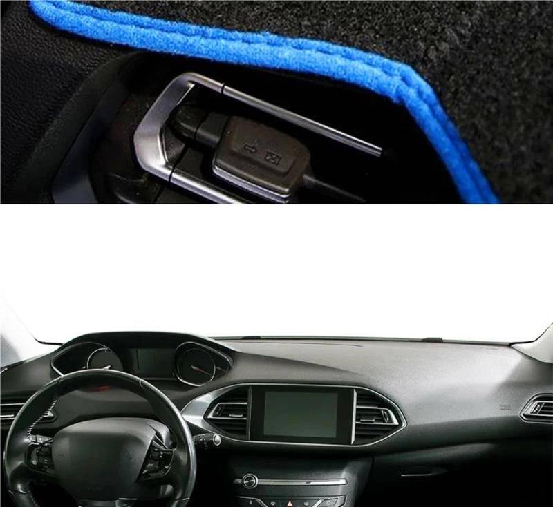 Armaturenbrett-Pad Auto Innere Dashboard Abdeckung Für Peugeot 308 308 SW 308 Für GTI 2014 2015 2016 2017 2018 2019 2020 Teppich Sonnenschutz Dashmat(Blue LHD) von Sqnbra