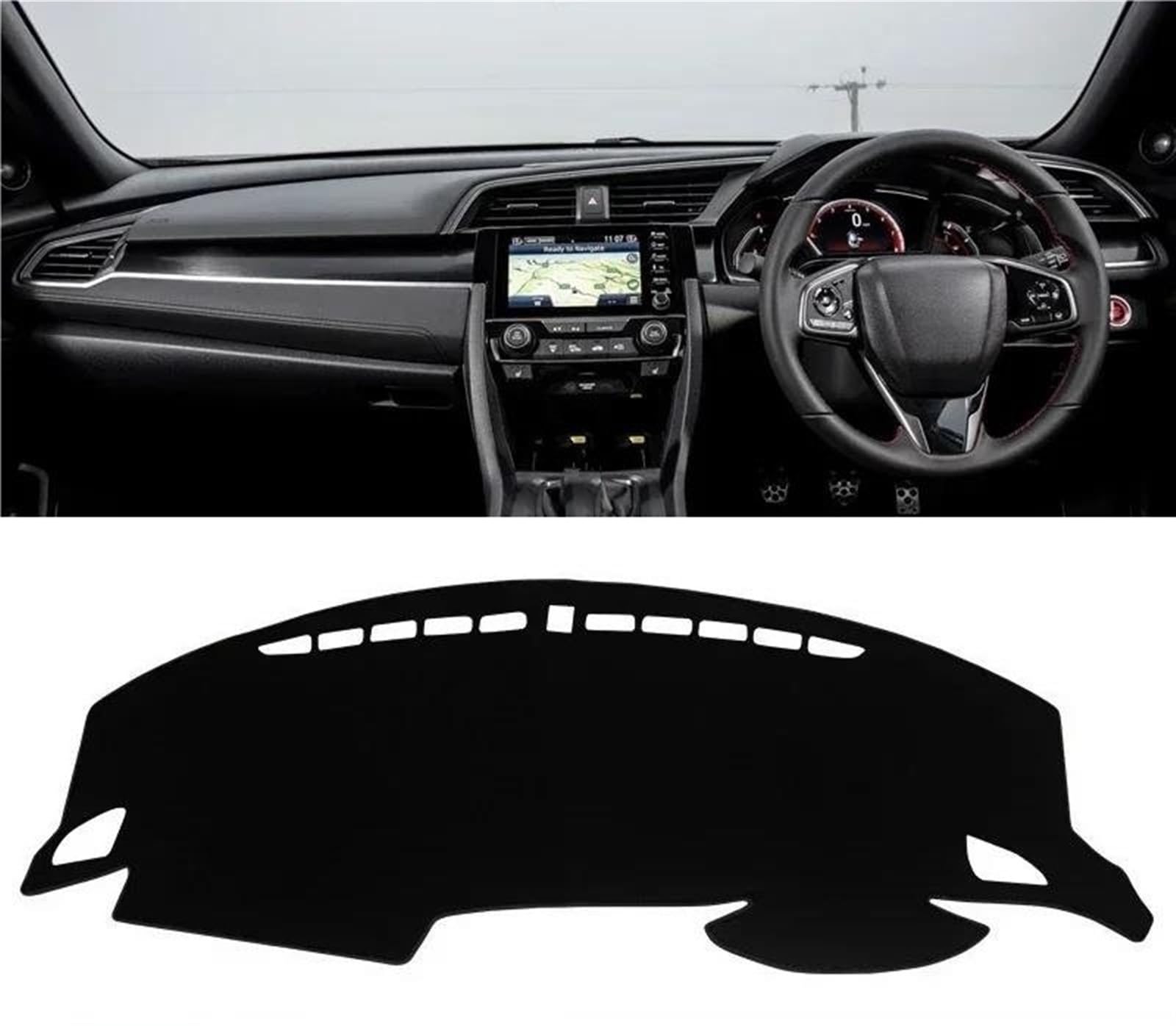 Armaturenbrett-Pad Für Civic X 10th 2016 2017 2018 2019 2020 Auto Dashboard Abdeckung Dash Matte Sonnenschutz Nicht-Slip Pad(A Black Side RHD) von Sqnbra