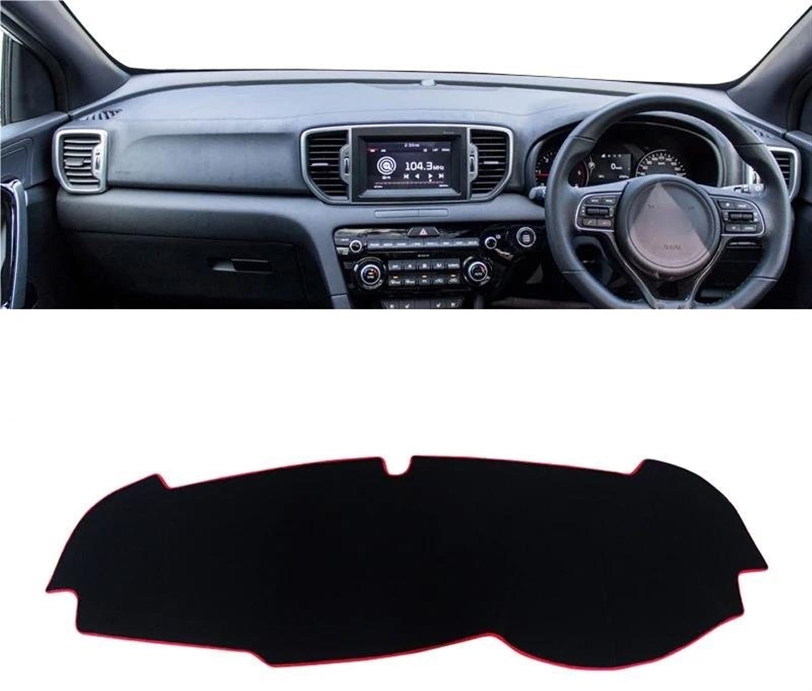 Armaturenbrett-Pad Für Kia Für Sportage 4 QL 2016 2017 2018 2019 2020 2021 Auto Armaturenbrett Abdeckung Matte Instrumententafel Teppiche Unterlage(A Red Side RHD) von Sqnbra