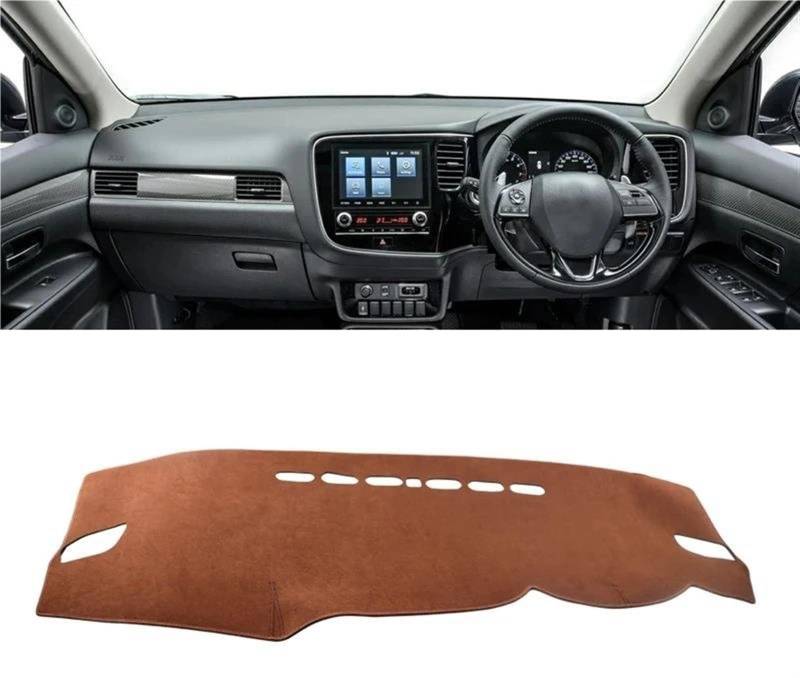 Armaturenbrett-Pad Für Mitsubishi Für Outlander 3 Für PHEV 2013-2015 2016 2017 2018 2019 2020 Auto-Armaturenbrett-Abdeckungspad Instrumententafelteppiche(B RHD Brown) von Sqnbra