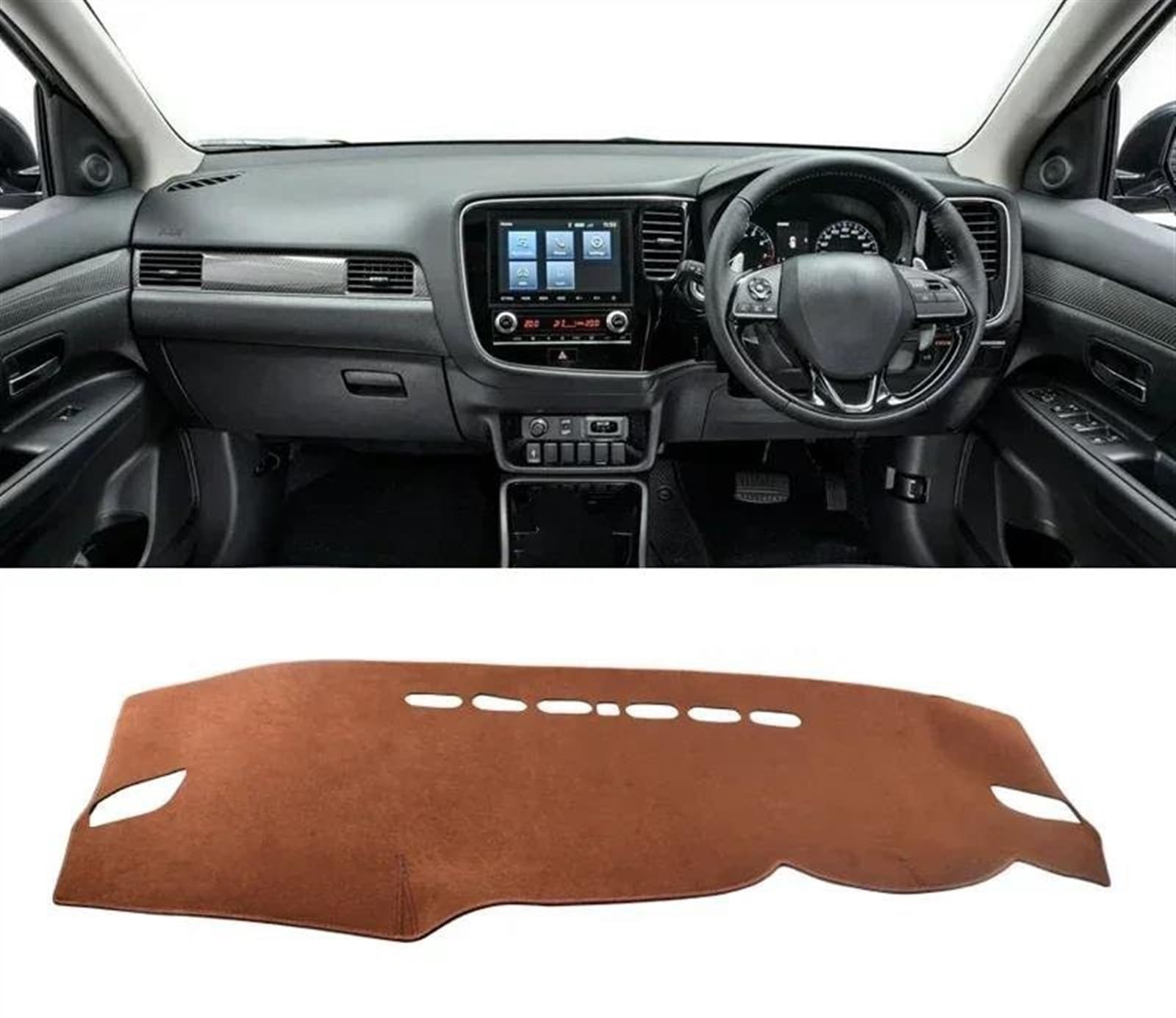 Armaturenbrett-Pad Für Mitsubishi Für Outlander 3 III 2013 2014 2015 2016 2017 2018 2019 2020 Auto Armaturenbrett Abdeckung Sonnenschutz rutschfeste Matte(B RHD Brown) von Sqnbra