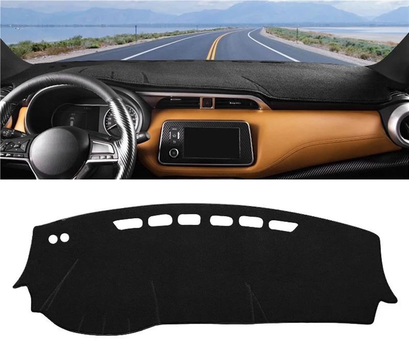 Armaturenbrett-Pad Für Nissan Für Kicks P15 2016 2017 2018 2019 2020 2021 2022 2023 2024 Auto Dashboard Abdeckung Pad Sonnenschutz Matte Teppiche(A Black Side LHD) von Sqnbra