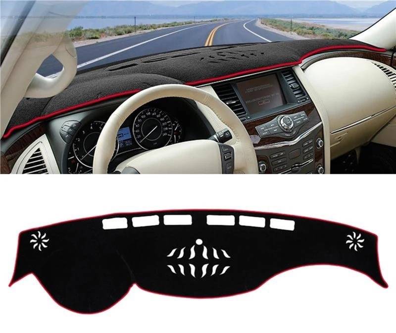 Armaturenbrett-Pad Für Nissan Für Patrol Y62 Für Armada 2010-2020 2021 2022 2023 2024 Auto Dashboard Abdeckung Matte Instrument Panel Teppiche(A LHD Red Side) von Sqnbra