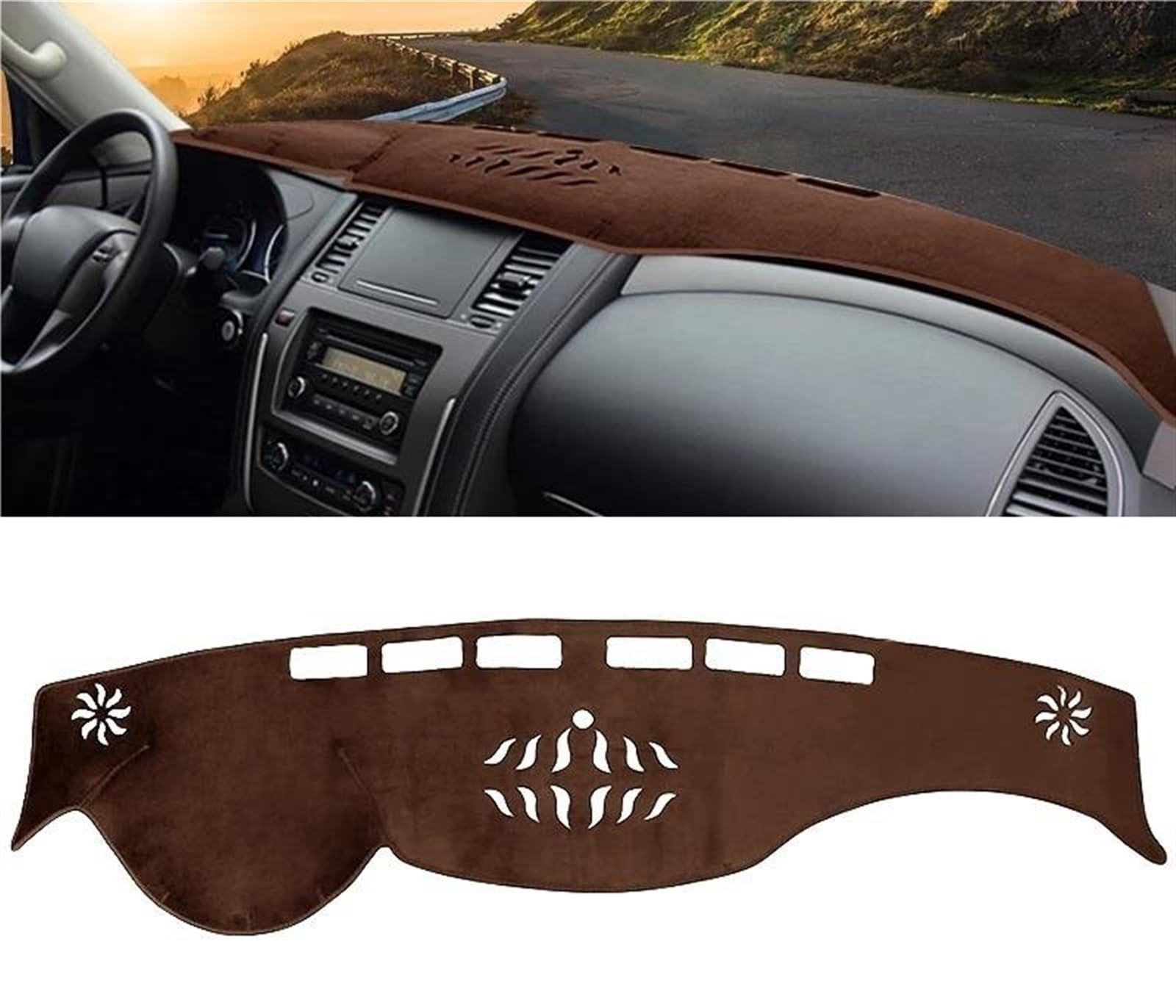 Armaturenbrett-Pad Für Nissan Für Patrol Y62 Für Armada 2010-2020 2021 2022 2023 2024 Auto Dashboard Abdeckung Matte Instrument Panel Teppiche(B LHD Brown) von Sqnbra