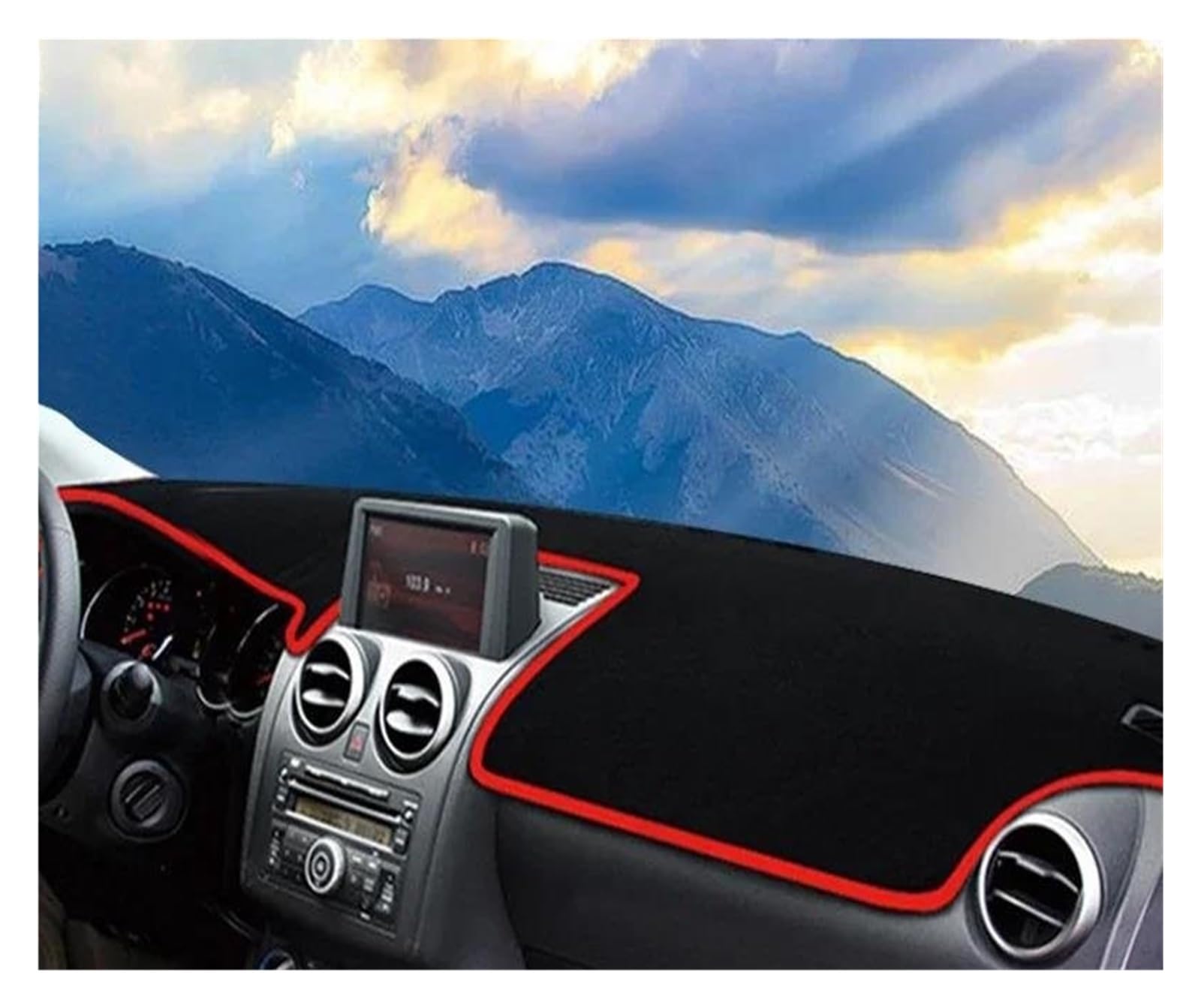 Armaturenbrett-Pad Für Nissan Für Qashqai J10 2008 2009 2010 2011 2012 2013 Auto Armaturenbrettabdeckung Armaturenbrettmatte Sonnenschutz Unterlage(with Display Red) von Sqnbra