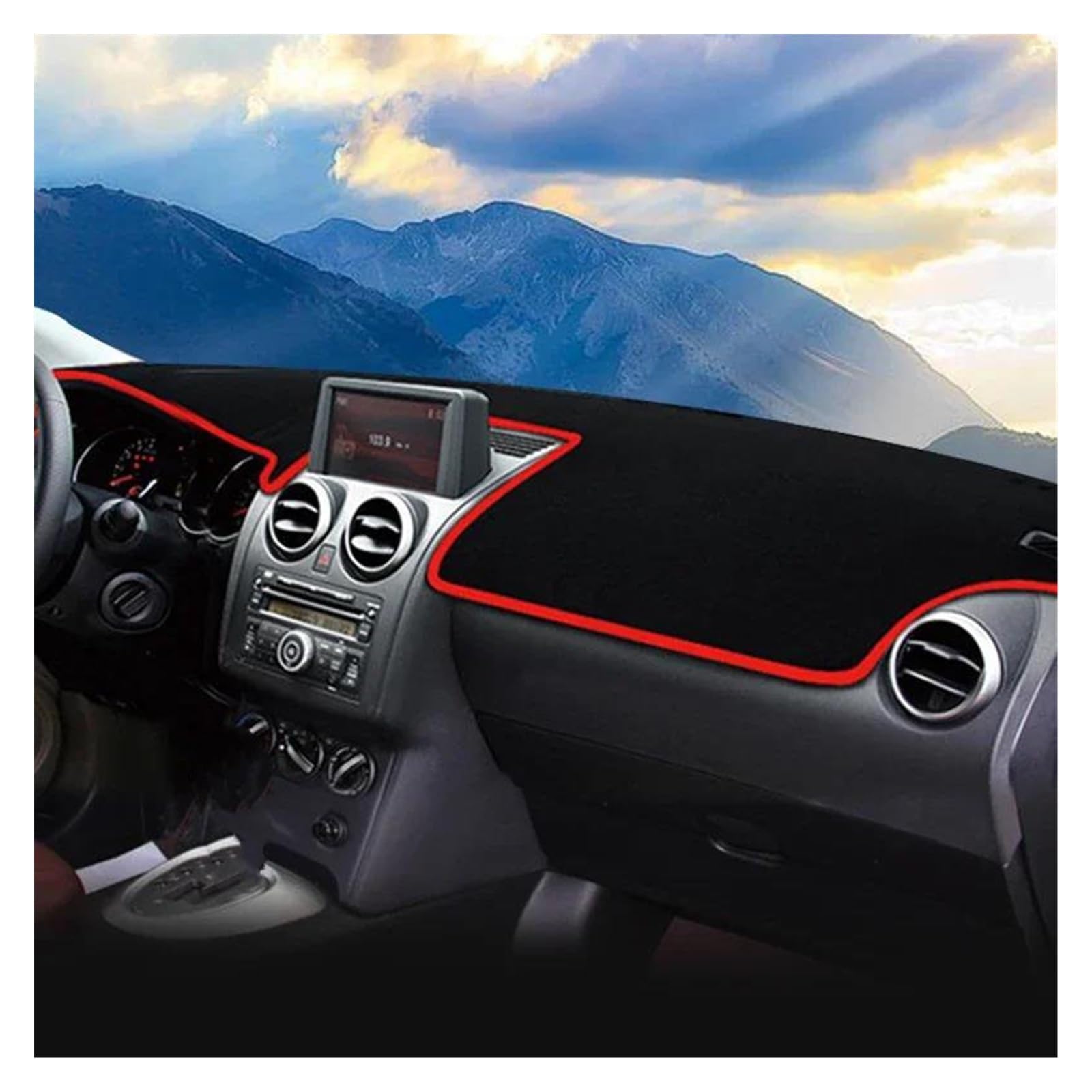 Armaturenbrett-Pad Für Nissan Für Qashqai J10 2008-2010 2011 2012 2013 Auto Armaturenbrettabdeckung Armaturenbrettmatte Sonnenschutz rutschfeste Unterlage(with Display Red) von Sqnbra