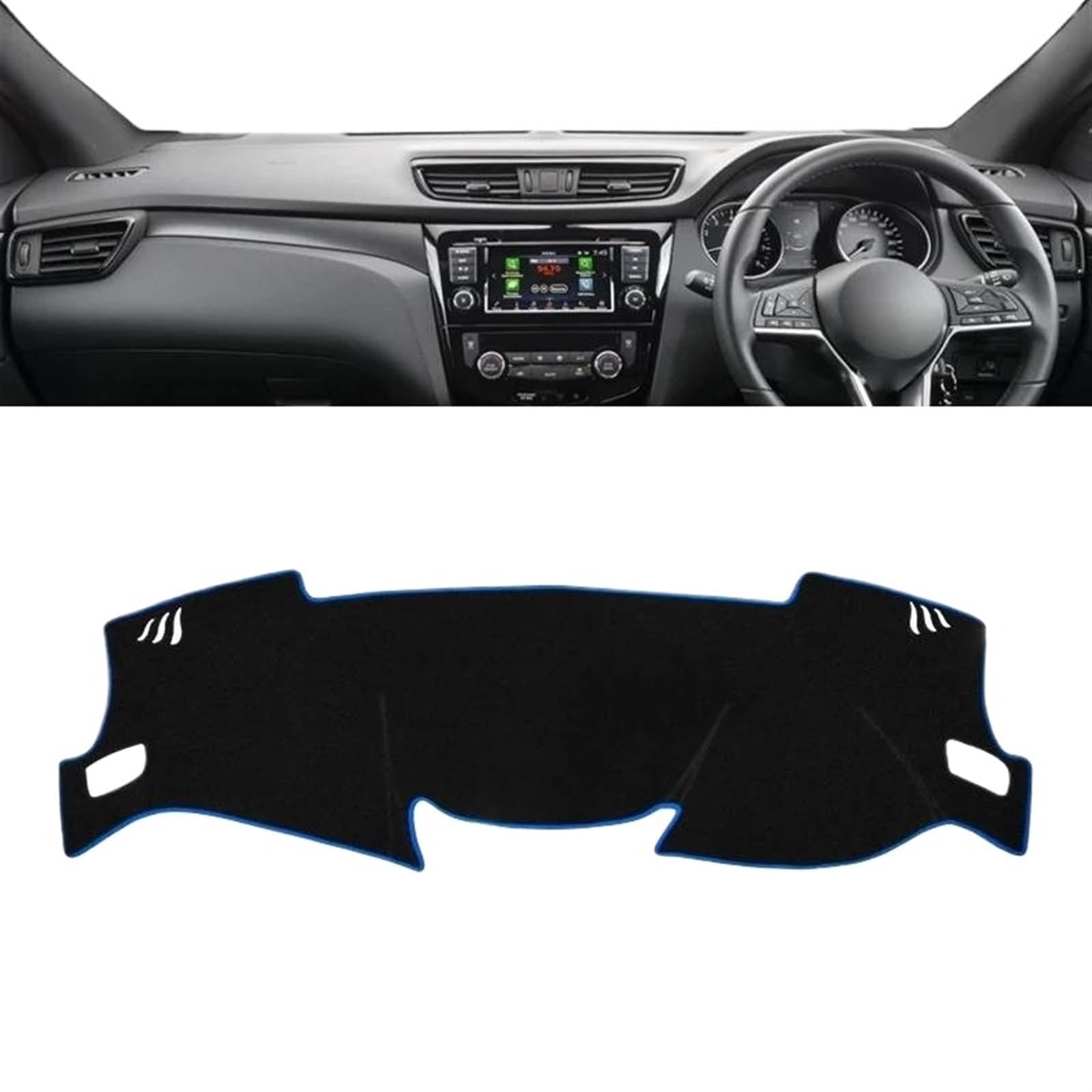 Armaturenbrett-Pad Für Nissan Für Qashqai J11 2014 2015 2016 2017 2018 2019 2020 Auto-Armaturenbrett-Abdeckung, Instrumenten-Teppich-Armaturenbrett-Matte(A RHD Blue Side) von Sqnbra