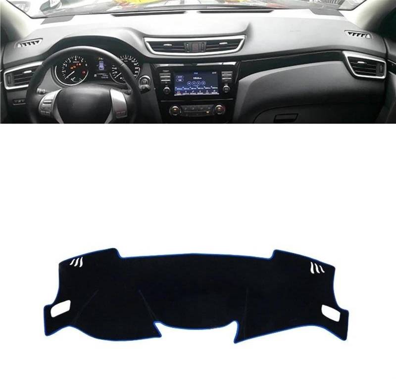 Armaturenbrett-Pad Für Nissan Für Qashqai J11 2014 2015 2016 2017 2018 2019 2020 Auto Armaturenbrett Abdeckung Dash Matte Sonnenschutz Instrument Unterlage(A Blue Side LHD) von Sqnbra