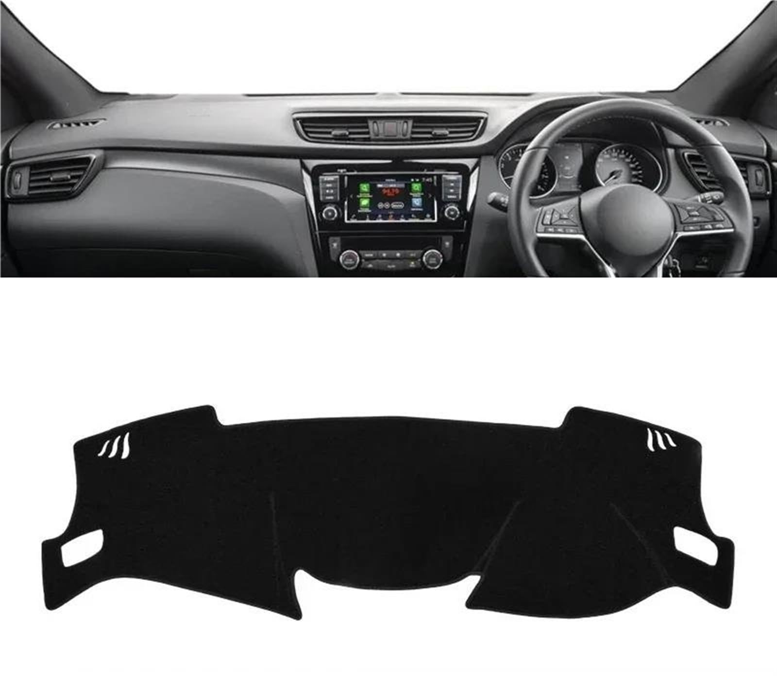 Armaturenbrett-Pad Für Nissan Für Qashqai J11 2014 2015 2016 2017 2018 2019 2020 Auto Armaturenbrett Abdeckung Dash Matte Sonnenschutz rutschfeste Pad(A RHD Black Side) von Sqnbra