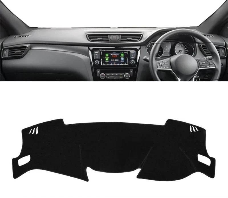 Armaturenbrett-Pad Für Nissan Für Qashqai J11 2014 2015 2016 2017 2018 2019 2020 Auto Armaturenbrett Abdeckung Dash Matte Sonnenschutz rutschfeste Pad(A RHD Black Side) von Sqnbra