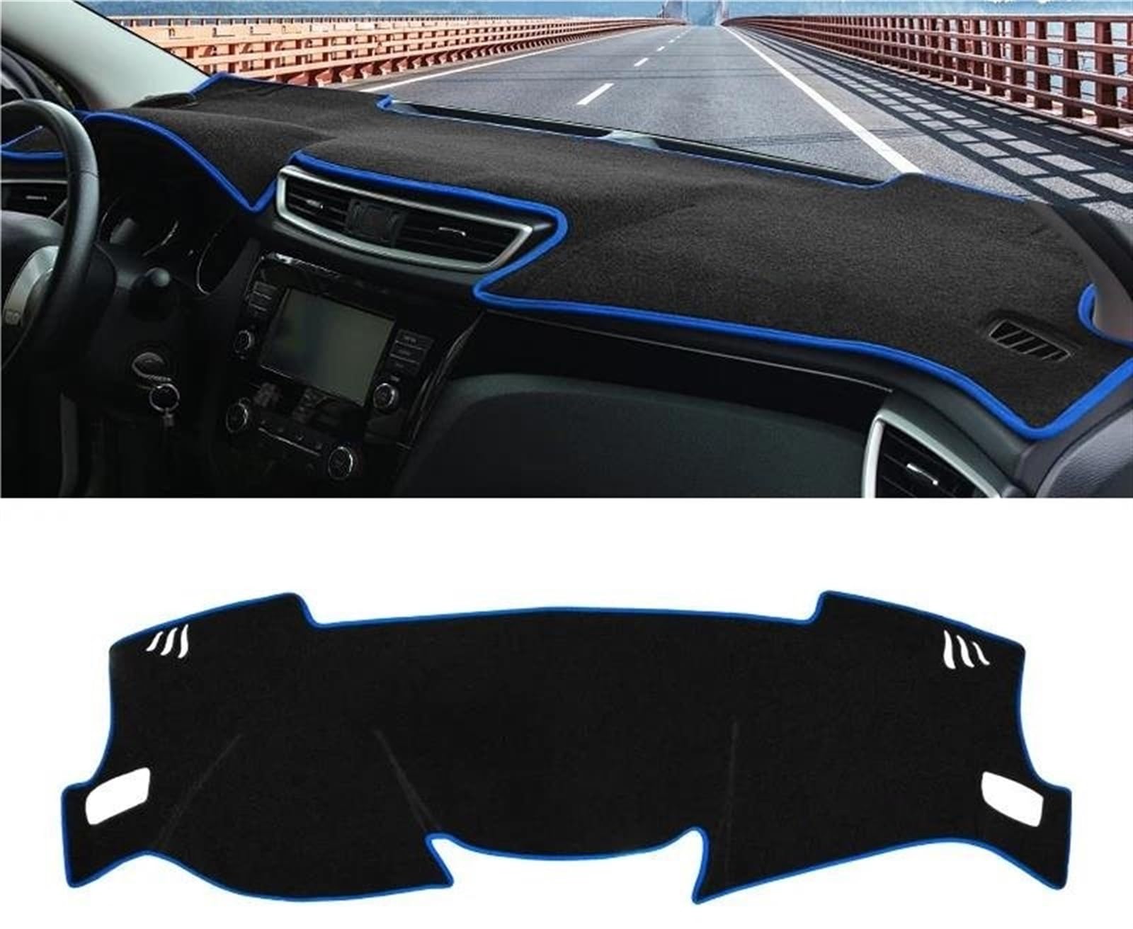 Armaturenbrett-Pad Für Nissan Für Qashqai J11 2014 2015 2016 2017 2018 2019 2020 Auto Armaturenbrett Abdeckung Sonnenschutz Matten(A LHD Blue Side) von Sqnbra