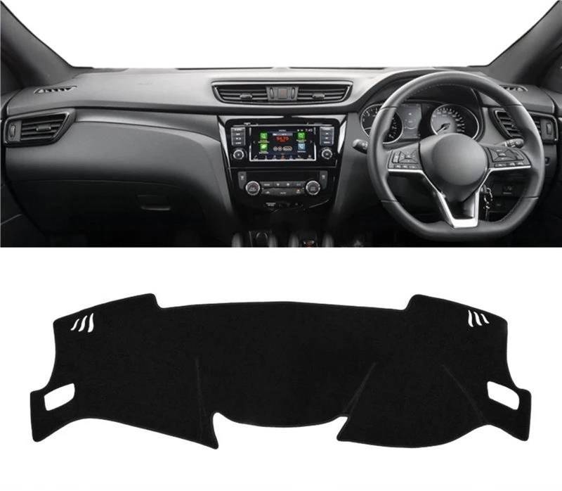 Armaturenbrett-Pad Für Nissan Für Qashqai J11 2014 2015 2016 2017 2018 2019 2020 Auto Armaturenbrett Abdeckung Sonnenschutz Matten(A RHD Black Side) von Sqnbra