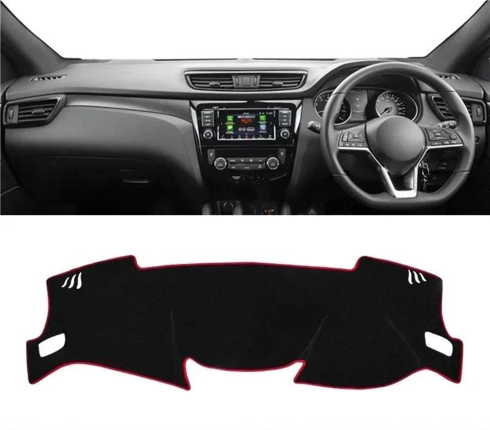 Armaturenbrett-Pad Für Nissan Für Qashqai J11 2014 2015 2016 2017 2018 2019 2020 Auto Armaturenbrett Sonnenschutz Abdeckung Matte Instrumententafel Pad(A RHD Red Side) von Sqnbra