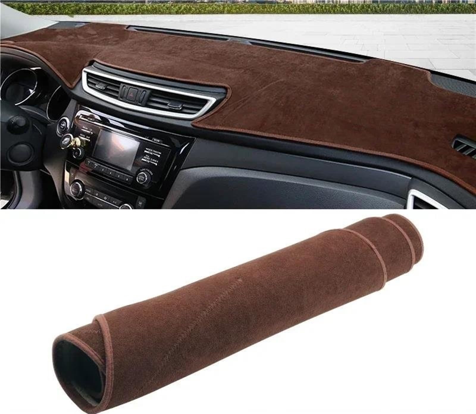 Armaturenbrett-Pad Für Nissan Für Qashqai J11 2014 2015 2016 2017 2018 2019 2020 Auto Armaturenbrett Sonnenschutz Abdeckung Matte Instrumententafel Pad(B LHD Brown) von Sqnbra