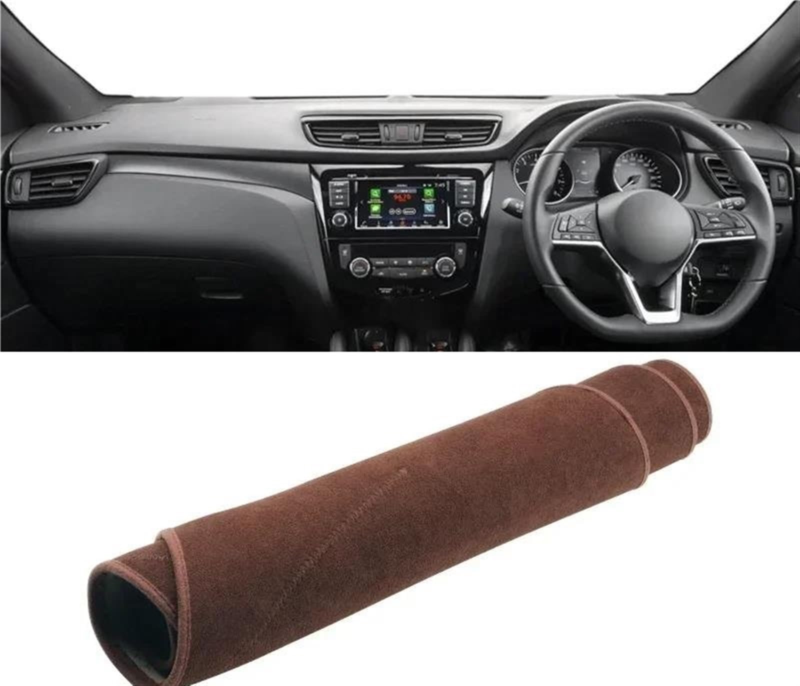 Armaturenbrett-Pad Für Nissan Für Qashqai J11 2014 2015 2016 2017 2018 2019 2020 Auto Armaturenbrett Sonnenschutz Abdeckung Matte Instrumententafel Pad(B RHD Brown) von Sqnbra