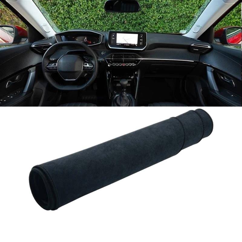 Armaturenbrett-Pad Für Peugeot 2008 E2008 GT Für Linie 2019 2020 2021 2022 2023 Dashboard Abdeckung Vermeiden Licht Matte Sonnenschutz Teppich(Black LHD) von Sqnbra