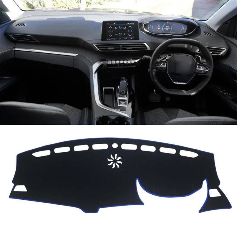 Armaturenbrett-Pad Für Peugeot 3008 5008 GT Für Hybrid 2016 2017 2018 2019 2020 2021 2022 2023 Auto Dashboard Abdeckung Matten Instrument Schreibtisch Pad(A RHD Blue side) von Sqnbra