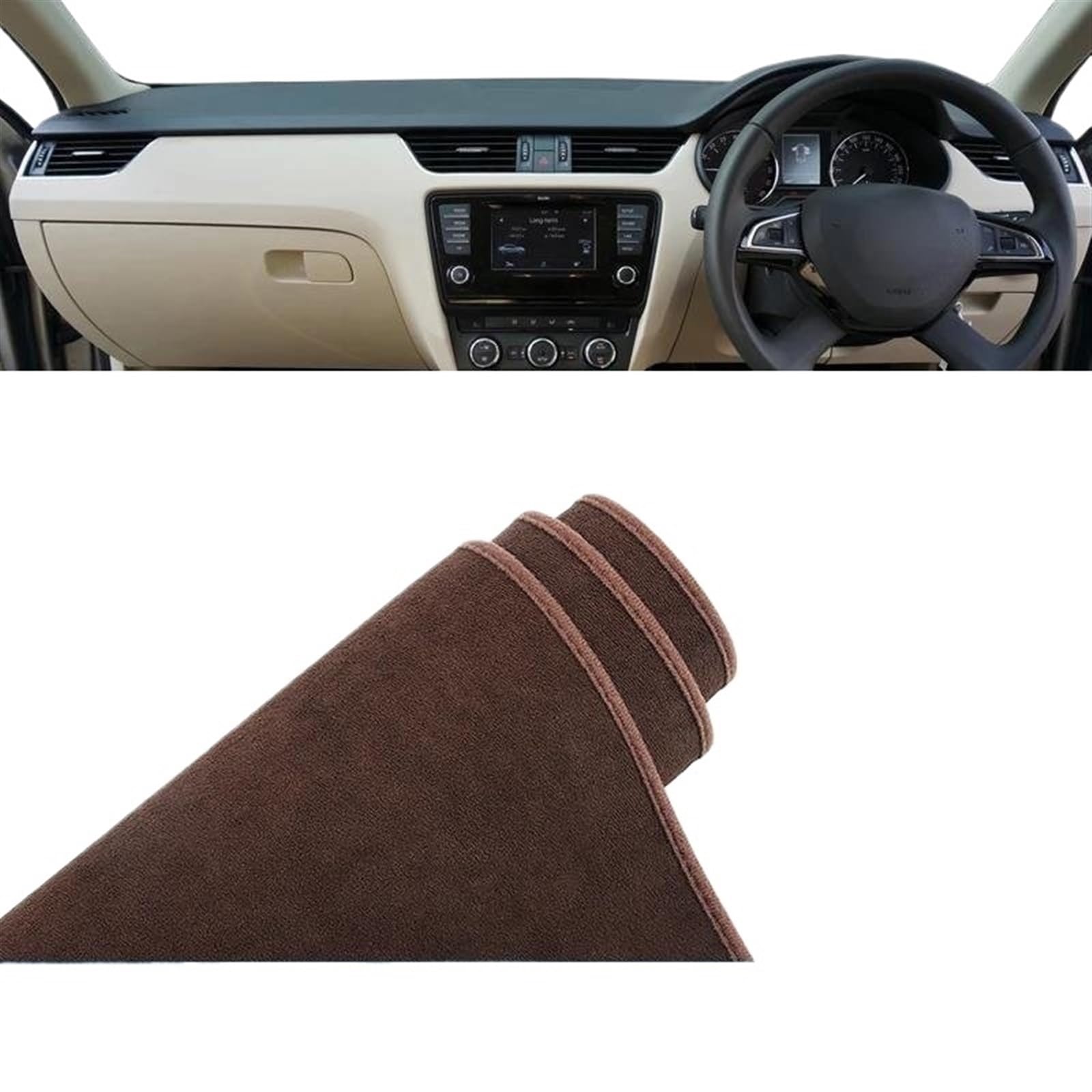 Armaturenbrett-Pad Für Skoda Für Octavia 3 A7 MK3 5E 2013 2014 2015 2016 2017 2018 2019 Auto Armaturenbrett Abdeckung Vermeiden Sie Lichtmatte Unterlage(B RHD Brown) von Sqnbra