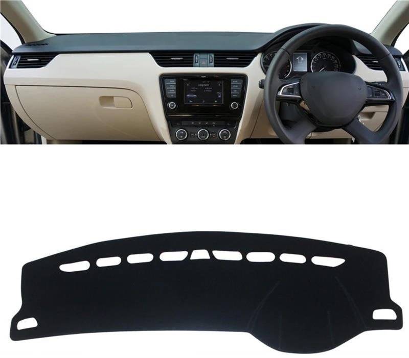 Armaturenbrett-Pad Für Skoda Für Octavia A7 2013-2016 2017 2018 2019 Auto-Armaturenbrett-Abdeckung, Vermeiden Sie Lichtpolster, Sonnenschutz, Teppiche(A RHD Black Side) von Sqnbra